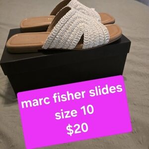 Marc Fisher White Woven Sandals